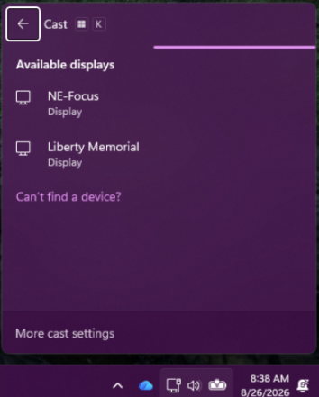 Windows Cast pane example
